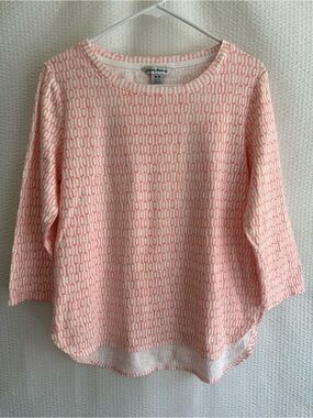 Tommy Bahama Women’s Coral Pink White 3/4 Sleeve Top Size: Medium